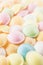 Background texture made of many round candies