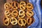 Background texture of pretzels.