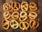 Background texture of pretzels.