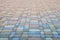 Background, texture of urban multicolored pavers on the whole frame. Horizontal frame