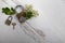 Background three old gold and silver locks with key on wooden backdrop