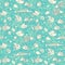 Background of underwater world. Seamless pattern with cute fish, shells, corals.