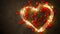 Background for Valentine`s day-heart of a garland with lights and red hearts inside on a dark background, place for text, postcar