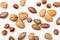 Background of a variety of nuts isolated