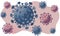 Background with various Coronavirus cells.