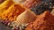 background of various spices closeup