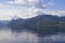 Background view of the beautiful mountains, forested, on the shores of the lake Traunsee in the vicinity of Gmunden, Austria