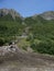 Background view of glacier, beautiful mountain lake