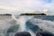 Background water surface behind of fast moving motor boat