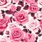 Background of watercolored seamless pink roses pattern