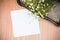 Background with white flowers, antique tray