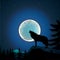 Background with wolf howls of moon