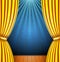Background with a yellow curtain and a spotlight