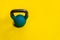 A background yellow text for Kettlebell space Blue with on isolated fitness, for fit health from black for healthy