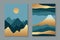 Backgrounds with golden mountains and blue sky in asian style
