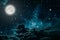 Backgrounds night sky with stars and moon and clouds