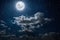 a backgrounds night sky with stars and moon and clouds. Elements of this image furnished by NASA