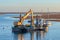 Backhoe Dredger, East Estuary, Wells-next-the-Sea, Norfolk.