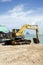 BackHoe Excavator Machinery damaged stop and wait repair in cons