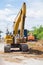 Backhoe heavy machine moving