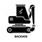 backhoe icon, black vector sign with editable strokes, concept illustration