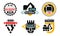 Backhoe Logo Design Collection, Construction Equipment Retro Badges Vector Illustration on White Background
