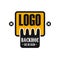 Backhoe logo design, excavator equipment service yellow and black label vector Illustration