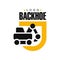 Backhoe logo design, excavator equipment service yellow and black label vector Illustration
