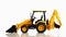 Backhoe tractor toy, white background