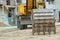 Backhoes standing at construction site