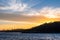 Backlight skyline of Sydney CBD from the bay at sunset