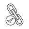 Backlink, checker outline icon. Line art vector