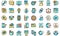 Backlink strategy icons set vector flat