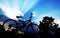 Backlit bicycle and blue sky sunlight in evening