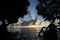 Backlit cloud at sunrise framed by mangrove trees in Bear Cut off Key Biscayne.