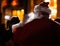 A backlit Santa Claus, also known as Father Christmas
