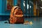 Backpack amidst a classic back to school environment, symbolizing readiness