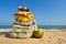 Backpack on beach