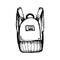 Backpack black isolated sketch on white background vector