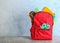 Backpack with different colorful stationery