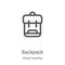 backpack icon vector from winter travelling collection. Thin line backpack outline icon vector illustration. Linear symbol for use