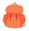 Backpack for kid tourist, funny orange rucksack with pockets, travel camping equipment