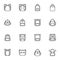 Backpack line icons set