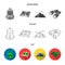 Backpack, mountains, map of the area, binoculars. Camping set collection icons in flat,outline,monochrome style vector