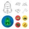 Backpack, mountains, map of the area, binoculars. Camping set collection icons in outline,flat style vector symbol stock