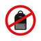 Backpack prohibition icon sign on white background