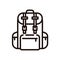 Backpack thin line icon. School or traveling bag