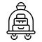 Backpack trolley icon outline vector. Hotel suitcase
