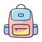 Backpack with zippers and pockets clip art idea design for school supplies clip arts isolated on white background, generative AI