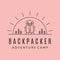 backpacker adventure camp line art logo vector symbol illustration design
